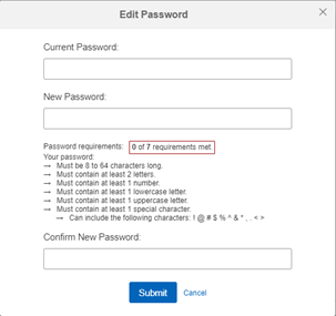 type your current password and new password then click submit